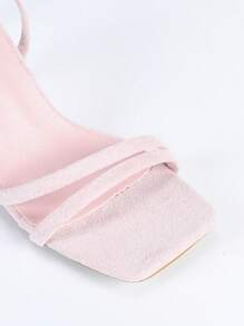 Women's Solid Color Fashionable High Heel Sandals, Ankle Strap Stilettos, Open Toe Criss-Cross Sandals, Pink High Heel Sandals - Pink - View 8