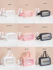 1 Pc Pvc Makeup Bag With A Small Body And Large Storage Capacity,Portable Women's Travel Transparent Waterproof Wash Bag, Storage Bag, Handbag Bag, Multi-Functional Travel Makeup Wash Bag,One Bag Is Versatile And Convenient For Daily Life, Cold Resistant, Waterproof Material, Semi Transparent Frosted Design, Beauty And Makeup Tools