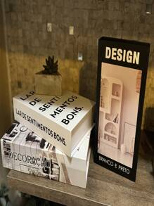 Kit With 3 Fake Books Desk Book Organizer Box Decorative Object Holder - CASA - Ver 2