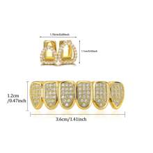 2 件上牙和下 6 颗牙齿全氧化锆牙套，时尚个性牙套，派对闪亮焦点配件，礼物牙套，男女通用 - 彩色 - 查看 10