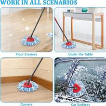 1/2pcs Rotary Mop Replacement Mop Head, Compatible With O-Cedar/ Easywring Spin Mop, 2pcs Super Microfiber Mop Head Refill - Blue - View 3