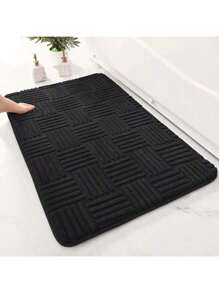 Thickened Absorbent Striped Floor Mat Solid Color Bathroom Carpet Bedroom Comfortable Velvet Non-Slip Mat Entrance Mat Home Bathroom Decor Bath Rug Outdoor Rug Door Mat Summer Back To School - White - View 4