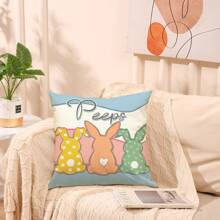 1/2 Vỏ gối sofa hình thỏ Phục sinh, Vỏ gối in polyester độ nét cao, Vỏ gối trang trí phòng khách hình thỏ Phục sinh, Trang trí phòng ngủ, Trang trí sofa, 17,7*17,7 inch/45X45cm (Không có ruột gối) - Nhiều màu - Xem 12