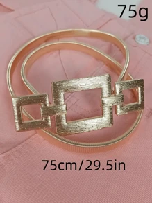 1pc Square Metal Elastic Fashion Waist Chain - Gold - View 10