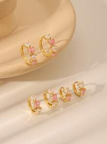 Set de 6 pendientes con forma de corazón con circonita brillante, en diferentes tamaños a juego, accesorios de joyería de lujo para mujeres, adecuado para uso diario, regalo para el Día de San Valentín, mamá, madre, Día de la Madre