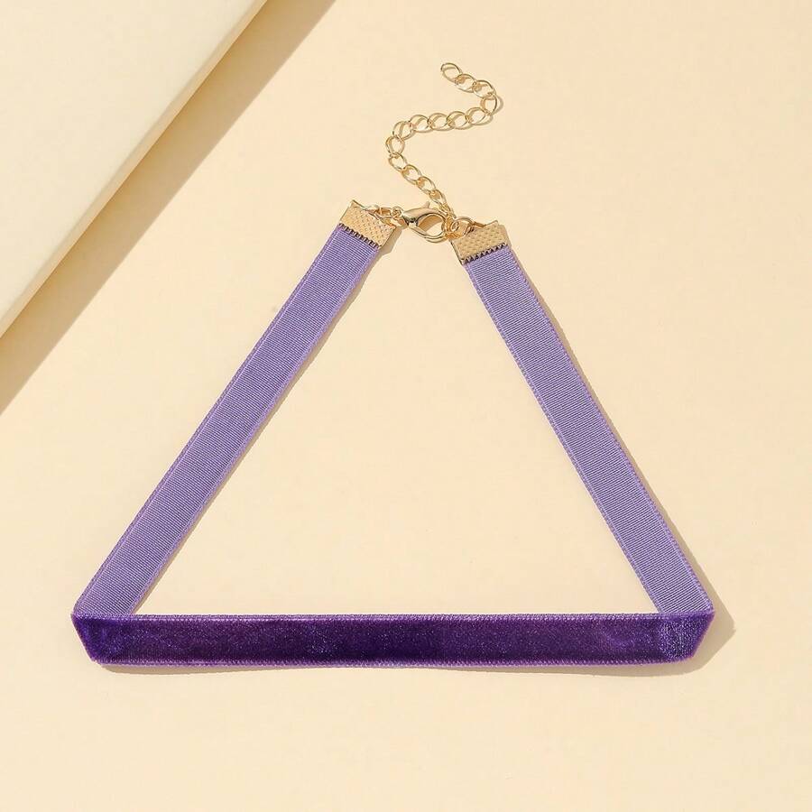 1pc Fashionable Pink Velvet Chocker Necklace - Lilac Purple - View 1