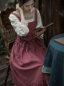 1pc Minimalist French Retro Artistic Style Apron, Suitable For Florists And Baristas, All-Season, Can Be Used For Home Kitchen, Outdoor Camping And Picnics. - Multicolor - View 6