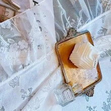 1件装高级时尚幻影蝴蝶薄纱蕾丝边优雅半透明窗帘，适用于别墅、卧室、客厅 - 白色 - 查看 8