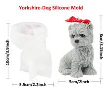 Molde de Silicone para Vela em Forma 3D de Cachorro de Pelúcia Deitado, Molde de Sabão de Animal Poodle, Molde de Silicone de Cachorro, Decoração de Filhote, Vela de Cera de Soja, Arte de Gesso e Resina