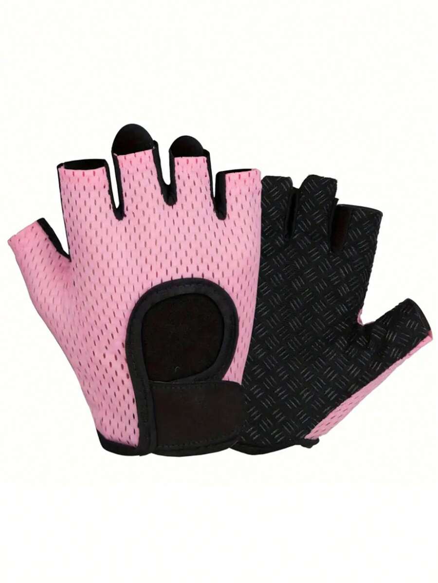 1 Pair. Lightweight And Breathable Fitness Gloves For Outdoor Sports In Spring And Summer - Full Palm Protection, Suitable For Weightlifting, Gym Training, And Cycling - Multicolor - View 1