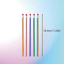 10/20pcs Bendable Colored Pencils With Eraser, Flexible Plastic Writing Stationery, Multicolored Striped Elastic Pencils, Suitable For Party Favors, Birthday, Easter Gifts, Random Colors - Multicolor - View 7