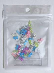 30 piezas de 6mm*10mm Decoraciones de uñas de resina, accesorios de uñas bonitos con diseño de flores de tulipán de lazo iridiscente