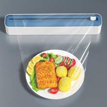 塑料厨房薄膜切割器和分配器 - 整理保鲜膜、烘焙纸和锡箔 - 食品包装必备厨房储存工具，最大容量为直径 4.5 厘米/1.77 英寸的厨房用纸