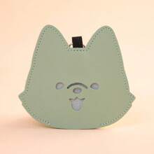 Cute Cartoon Dog Poop Bag With Leash Holder, PU Leather, Korean Style, Pet Cleaning Waste Bag