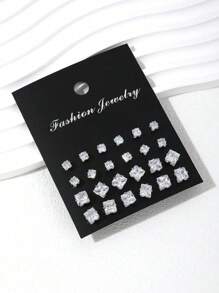 48pcs Fashionable Cubic Zirconia Stud Earrings, Suitable For Party, Date, Gift, Daily Wear - Multicolor - View 4