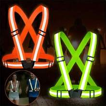 1pc Reflective Safety Vest With Adjustable High Visibility Reflective Strips, Suitable For Night Running, Walking, Cycling