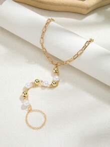 1pc Fashion Party CCB Faux Pearl Toe Ring,Suitable For Women, Party & Vacation Wear - Multicolor - View 4