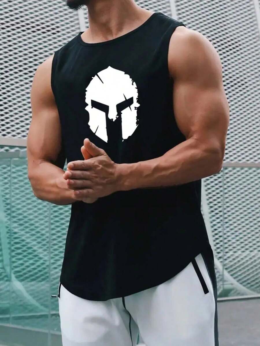 Sparta Warrior Symbol Tank Top New Arrival Men's 100% Cotton Training Gym Fashion Summer 2025 - màu đen - Xem 1