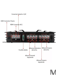 Amplificador Potencia 4 Canal Audio Para Auto Estéreo Coche - Negro - Ver 5