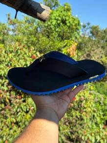 Kenner Kivah Rakka L7 Men's Casual Basic Flip Flops Tractor Sandal Everyday Side Detail - Preto/Azul - 查看 4