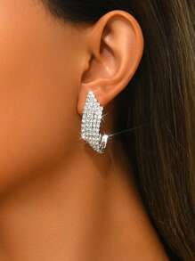 1 Pair Fashionable Geometric Cubic Zirconia 925 Sterling Silver Stud Earrings