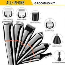 Kemei KM-5898 Men's Electric Shaver, With LCD Display, 11-In-1 Professional Grooming Kit, Cordless Grooming Set, Turbo Boost High-Speed Precision Blades, Washable Grooming Tool, Gift For Men - Multicolor - View 4