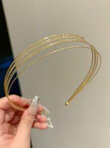 1 包 5 件简约金属发带 - 金色 - 查看 7