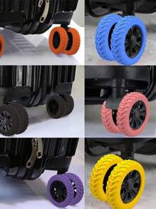 20/16/8/1pc Luggage Spinner Wheel Covers, Portable Luggage Wheel Protectors, Colourful Silicone Luggage Wheel Covers For 8 Wheel Spinner Luggage Sets, Office Wheelchair Noise Reducing Wheel Covers, Anti Abrasion, Anti Noise Luggage Covers, Luggage Protectors , Holiday Travel Essentials , Travel Accessories, Hand Carrying Luggage Wheel Covers For Most Wheeled Luggage Sets. - Multicolor - View 7