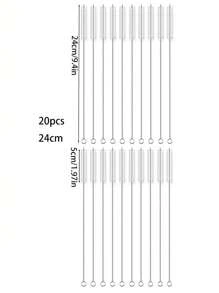 5/10/20/50 超长不锈钢清洁刷、可重复使用的吸管清洁刷、厨房清洁用品、管道清洁器、吸管清洁器，非常适合清洁玻璃硅胶金属吸管和水瓶吸管杯。