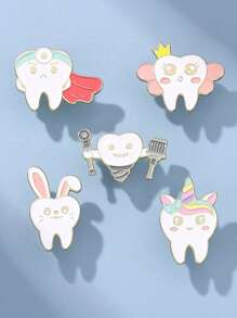 1pc Cute Cartoon Colorful Teeth Design Alloy Brooch, Interesting Personal Stylish Versatile Gift Accessory - Multicolor - View 2