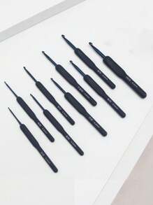 9 Stück blaues Häkelnadel Set, Edelstahl Häkelnadeln mit weichem Griff für Amigurumi, Stricken, Anfänger, geeignet für Strickwolle, Wollsocken, Pullover, Wollpuppen