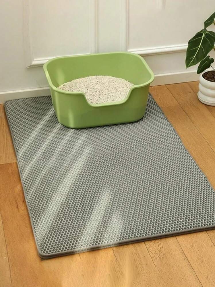 Tappetino per lettiera per gatti a doppio strato impermeabile all'acqua e all'urina, tappeto ripiegabile per intrappolare la lettiera, accessori per animali domestici per la pulizia dei gatti - Grigio - Visualizzare 4