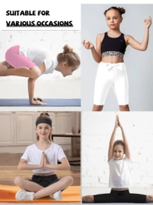 Tween Girl Summer Solid Color Sweet Cute 2 In 1 Dress With Leggings,Simple Cas - Multicolor - View 3