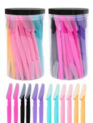 30Pcs/Bottle Eyebrow Razors In Case Facial Trimmer Blades With Container Eyebrow Trimming Blades And Shaving Razor For Facial And Body Hair Removal,Hair Products And Accessories For Barber Salon Beauty Travel Essentials