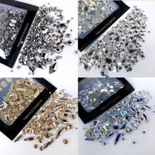 150pcs Flatback Round Rhinestone Plus 20pcs Flatback Odd Shaped Large Cubic Zirconia Black Blue Moon Nail Rhinestones - Baby Pink - View 3