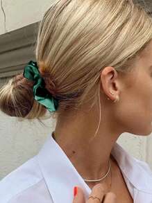 12/6pcs Silky Scrunchies Satin Scrunchies Black Brown Scrunchie Pack Ponytail Holder Hair Scrunchies Silk Scrunchy Hair Tie, Casual Hair Accessories Head Accessories Elastic Band - Green - View 6
