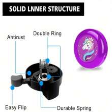 طقس جرس دراجة بنفسجي قوي الصوت ، اكسسوارات زينة دراجة قابلة للطي عالمية ، مناسبة للدراجات الجبلية - الأرجواني - مشاهدة 2