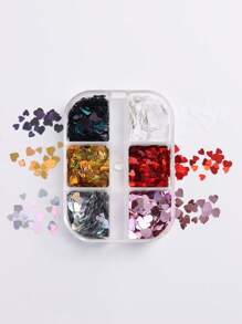 6 格心形迷你星星混合美甲亮片可爱彩色五角星混合尺寸爱心闪亮全息美甲设计卡哇伊 Y2K 美甲装饰美甲沙龙美甲用品 DIY - 彩色 - 查看 11