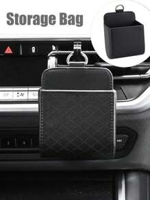 1 件装汽车通风皮革整洁储物挂袋保护套，用于存放钥匙、硬币、手机和眼镜。带挂钩的通用车用桶。让您的汽车保持干净整洁