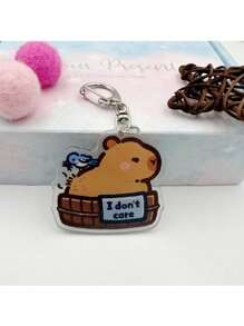 1pc Creative Cute Cartoon Acrylic Keychain, Student Valentine's Day Gift, Capybara Small Pendant Zinc Alloy Keychain Car Accessories Bag Charm School