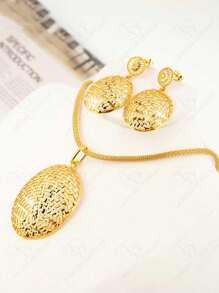24K Gold Plated 2pcs Fashionable Spider Web Patterned Hollow Out Jewelry Set For Women, Suitable For Party, Wedding, Anniversary, Daily Wear