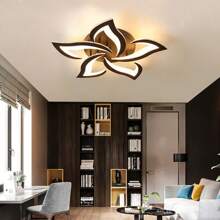 Luminaire de plafond moderne à LED avec fleurs, décoration de maison. Luminaire de plafond simple et de luxe en aluminium/fer avec lumière blanche fraîche/blanche chaude 5500-6000K/2700-3500K pour salon, chambre, chambre d'enfant, salle à manger, restaurant, café, vestiaire, bureau moderne. Luminaire décoratif d'intérieur noir et blanc