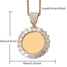 Customized Hip Hop Inlaid Large Zirconia Round Photo Pendant Creative DIY Pendant Photo Frame Necklace Jewelry Gift - White - View 3
