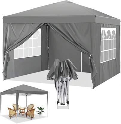CAROMA Tonnelle de jardin 3x3 m, tente pliante étanche, tonnelle, carpas cenadores avec 4 parois latérales, tonnelle pliante robuste pour une utilisation en extérieur avec protection UV 50+, tente de fête de jardin pop-up pour une utilisation en extérieur, marché de mariage