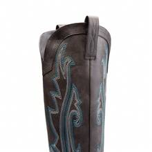 Womens Vintage Embroidered Western Boots Cowboy Knee High Boots Comfortable Pull On Side Zipper Chunky Heel Cowgirl  Retro Tall Boots - 棕色 - 查看 8