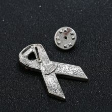 Cross-Border Popular Fashion Creative AIDS Awareness Rhinestone Pink Ribbon Brooch Pin Badge - Pink 2pcs - View 4