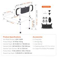 Bed Rails For Elderly Adults. The Bed Assist Rails For Seniors Can Be Folded At 180°/90°. They Have A Load-Bearing Capacity Of 450 Pounds/300 Pounds. The Side Rail Handrails Are Equipped With Handles That Can Be Adjusted In Four Levels, And There Are Storage Pockets. These Bed Rails Are Suitable For King-Size Beds, Queen-Size Beds, Full-Size Beds And Twin Beds. - 40.55 x 30.51 x 36.85 in - 查看 7