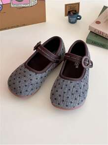 1 双全新波尔卡圆点软底公主鞋，舒适透气婴儿鞋 - 灰色 - 查看 4