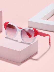 1/2 件女孩 3-8 岁波西米亚风蕾丝方形镜框时尚粉色眼镜适合节日出游和节日礼物 - 彩色 - 查看 5