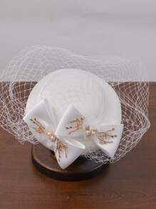 女士小头饰复古英国贵族风格晚礼服，黑色面纱婚礼发饰，上海风格头饰，正式帽子，伴娘帽，茶会帽，漂亮的帽子，黑色帽子，白色帽子，粉色帽子，优雅帽子 - 1140 - 查看 7